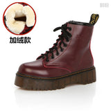 New Autumn And Winter Martin Boots Thick-Sley Fashion Women's Leather Short-Skin Shoes For A Long