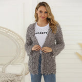Women's Autumn Coat Long-Sleeved Cardigan Medium-Length Plush