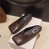 And Summer 2025 New One-Legged Pedal Top Half Slippers Wearing Women's Shoes Light Mouth Comfortable Soft Flat Single
