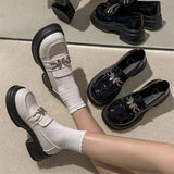 English Style With Skirt Single Shoes Thick Soles Mary Jane Small Leather Shoes Ladies High Sense Coarse And Wildle