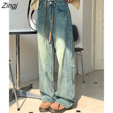 Leg Full-length Jeans Women Denim Vintage Loose Washed Female Trousers New Arrivals Autumn Korean Style Fashion