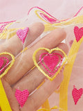 Yellow Heart Embroidery Mesh Lingerie Set- Outfit