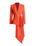 Personality Trend High-End Suit Suit 2025 New Splicing 100 Folds Irregular Hem With A Suit Jacket Woman