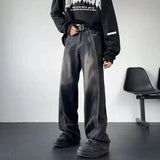 American High Street Retro Men Washed Pants Y2k Harajuku Hip Hop Loose Jeans Couples Casual Joker Straight Wide-leg Jeans 211-1-Outfit