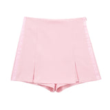 Satin Texture Spliced Tight Blouse 8881593 Fork Silk Satin Texture Spliced Skirt 2287595