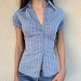 And Summer Basic Solid Color Dark V Buckle T-Shirt Top Bow Texture Texture To Close The Waist Design Spice Girls Shirt