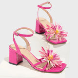 Sandals Phantom Sunflower Head Rose Red Stone Pattern Fabric Women's Shoes Direct