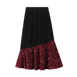 Skirt Autumn And Winter Velvet Splicing Lin Apparent Black Dress Dress Girl