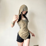 Waste Soil Tattered Back Irregularly Dyed Design Hoodless Sleeve Vest Niche Personality Wear