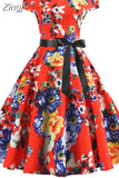 Women Vintage Dress White Polka Dot Summer Dresses Pin Up Print Retro 50s Rockabilly Party Sundress