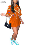 Summer Matching Skirt Sets Fashion Temperament New Exotic Print Y2K Short Sleeve Shirt Female High Waist Slim Skirt