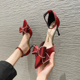 Zingj Elegant Dress Bridesmaid Sandals Fairy Wind Word Buckle Heels Hollow
