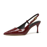 Red High-Heeled Sandals Women Half-Bag Head After The Empty Sharp Head Thin-Shoe Women's Shoes Small Scented Shoes Ladies Fashion