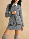 Commuting Style Simple Bumpy Coarse Flowers, Small Fragrant Temperament Long-Sleeved Top Coated Ass