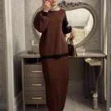 2025 New Women's Long-Sleeved Knitting Jacket Waist Half-Dress Suit