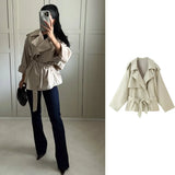 Women's Clothing 2025 Summer New Temperament Fashion With Belt Long Sleeves With Short Windcoat