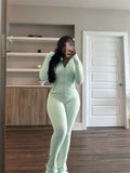 Spring And Summer New Sports Casual Women's Sexy Tight Long-Sleeved Horn Two