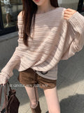 Xixi 2025 Autumn New White Standard Loose Long-Sleeved Hollow Wool Knitted Sweater Sweater Women