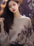 And Winter New Round Collar Collar Collar Jersey Tweed Blouse Design Sweater Temperament Lazy Blouse