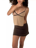 Hot Dew Back Nine-Point Blouse Summer Sexy Strap Fine Shoulder Strap Sling Cute Mini