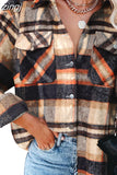 Fleece Jacket Women Plaid Coat Fall Warm Checkered Outerwear Fall Female Long Sleeve Tops Shirt Women Fashion Jacket