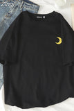 Women Short Sleeve Tees O-neck Embroidery All-match Basic Fashion Unisex Teenagers Leisure Soft Summer Simple