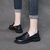 Layer Of Cowhise Small Leather Shoes Autumn New Hand Leather Women's Shoes Flat Sole Soft Soles One Foot Single