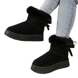 New Autumn And Winter Snow Boots Bow Hair Thick And Velvet Thick Cotton Woman Thick And Thick To Keep Warm Short Boots Snow Cotton