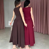 Summer New Women's Collar Sexy Sleeveless Wrinkled Temperament Dress Dress Dress