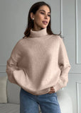 Multi-Color High-Necked Solid-Color Sweater Women Loose Collar Collar Collar Women's Clothing