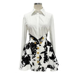 New Star Fashion Tulip Waist Line Rose Metal Buckle Print Skirt