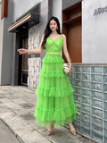 Light Yarn Bare Back Sweet Wooden Ear Slings Long Shaft Fairy Air Mesh Irregular