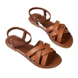 Summer New Large Size Roman Sandals Cross With Flat Sandals