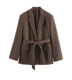Women's Explosive Early Autumn Fashion With Belt Straight Suit Jacket + A Variety Of Wear