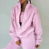 Women's New Zipper Grip Velvet Sweatwear Sports Fashion Jacket