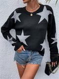 And Winter Loose Round Collar Star Pattern Knitted Long-Sleeved