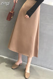 Summer Elegant Women Skirt Ladies Satin Skirt Plain Shiny Vintage Skirts Solid Office High Waist Fashion Party Skirts