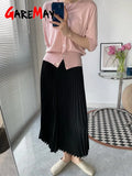 Women's Maxi Winter Skirt A-line White High Quality Brown Vintage Long Pleated Skirt Midi Elastic Waist Elegant for Women