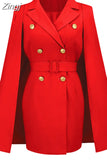 Blazer Dress High Street Club Party Dresses Double Breasted Cloak Dress with Belt Fashion notched Dresses Women 2023