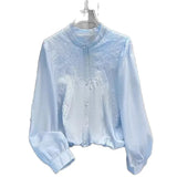 White Shirt Female Senior Spring And Autumn 2025 New Good-Looking Lace Long-Sleeved Beautiful Shirt