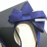 spring and summer women's shoes Korean silk satin Pointed bow tie slippers Baotou flat heel sets semi
