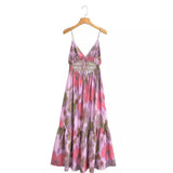 Women's Clothing Explosion Tie-Dye Printing Belt Sling Dress French Fashion
