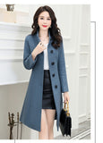 Autumn And Winter Dragon And Phoenix, The Long Coat In The Collar Of The Long Coat Woman Wish Korean Version Of The Waist Bump