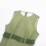 Spring Style Tooling Belt Vest Skirt Short Dress