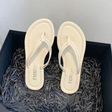 Summer New Large Women's Shoes Casual Water Drill Clip Low Heel Pedal Lightweight Slippers
