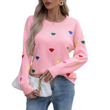 And Winter Knitted Fashion Color Love Long-Sleeved Collar Collar Sweater