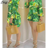 Women Plain Bell Sleeve V-Neck Long Casual Loose Top & Shorts Set Casual Summer Solid Streetewar Suit