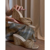 Retro Weaving Slope And Dew Flip Slippers Women 2025 New Leisure Resort Beach High And Cold