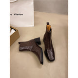 Women 2025 Autumn And Winter New Square Head Rough With Chinese And Korean Version Of The Sleeves Martin Commuted Chelsea