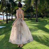 Zingj Shot Sweet Spicy Wind Fried Street Dress Summer New Dew Back Sling Dress Beach Beach Holiday Wind